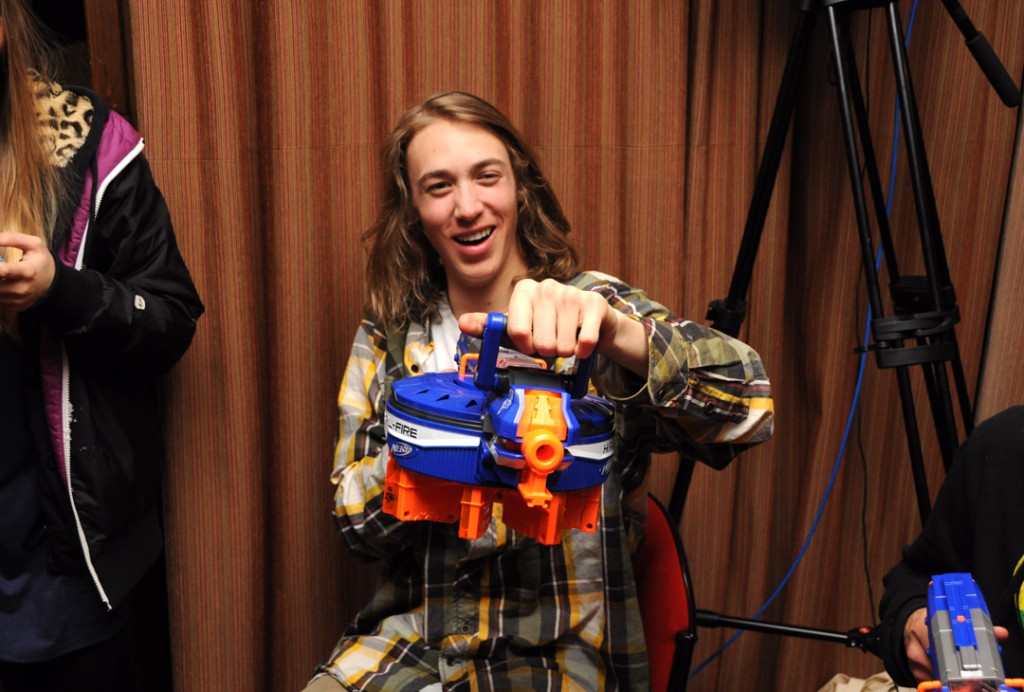 Alex Beaulieu-Marchand (ABM) in the middle of an epic Nerf gun battle.