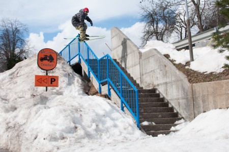 Ahmet sliding a 3-kink in front of the local post office in the middle of the day. No one seemed to mind.