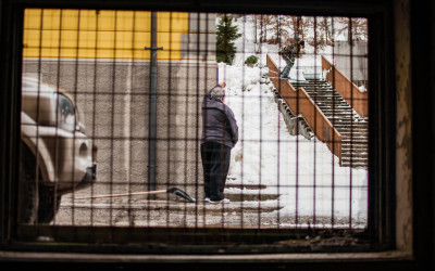 Mike King slides a rail in Tarvisio, Italy.