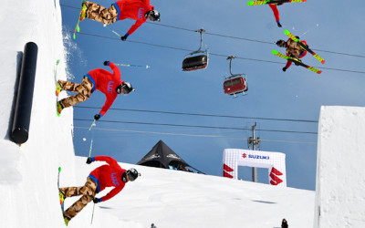 Roy Kittler spins into a huge redirect gap at the Nine Knights event in Livigno, Italy.