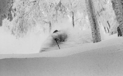 Mitchell Brower gets a face shot skiing Japanese powder.
