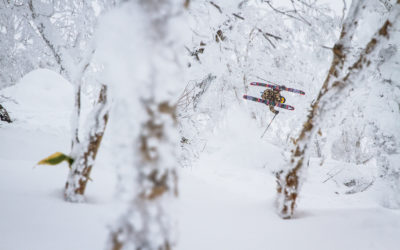 Nicky Keefer corks a 360 through the trees in Rusutsu, Japan.