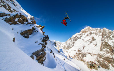 Tom Ritsch backflip during the Click on The Mountain competition in Courmayeur, Italy